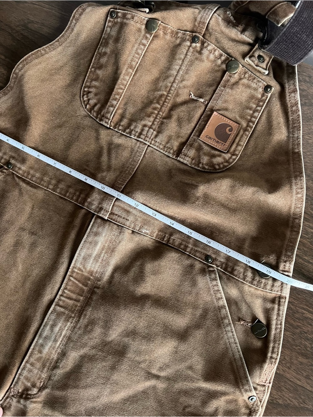 Carhartt Brown Cotton Work Bib Overalls Men’s 38x36 R06 BRN Construction - Picture 9 of 14